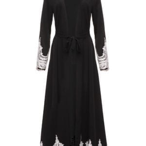 Open Lace Abaya in Black Forest