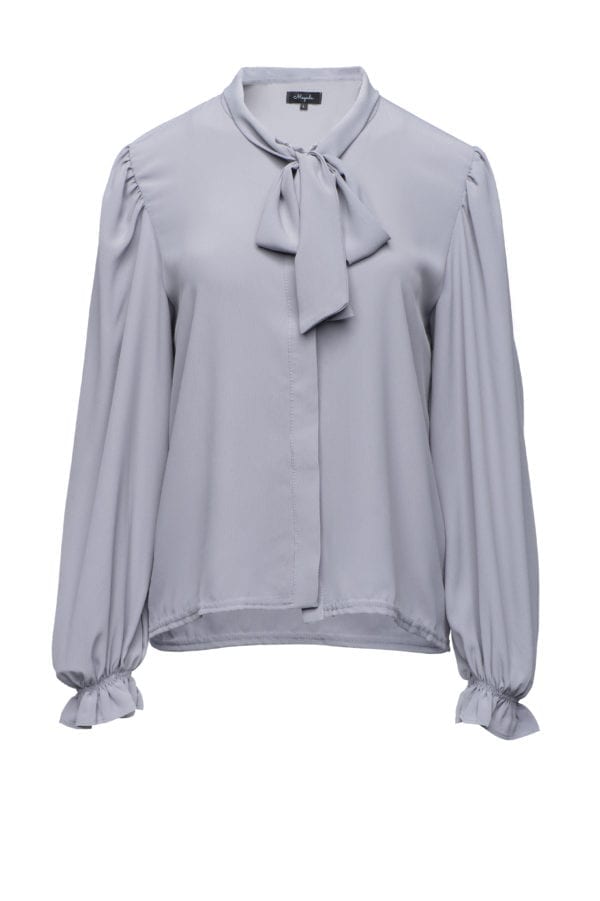Bow Blouse in Grey Skies